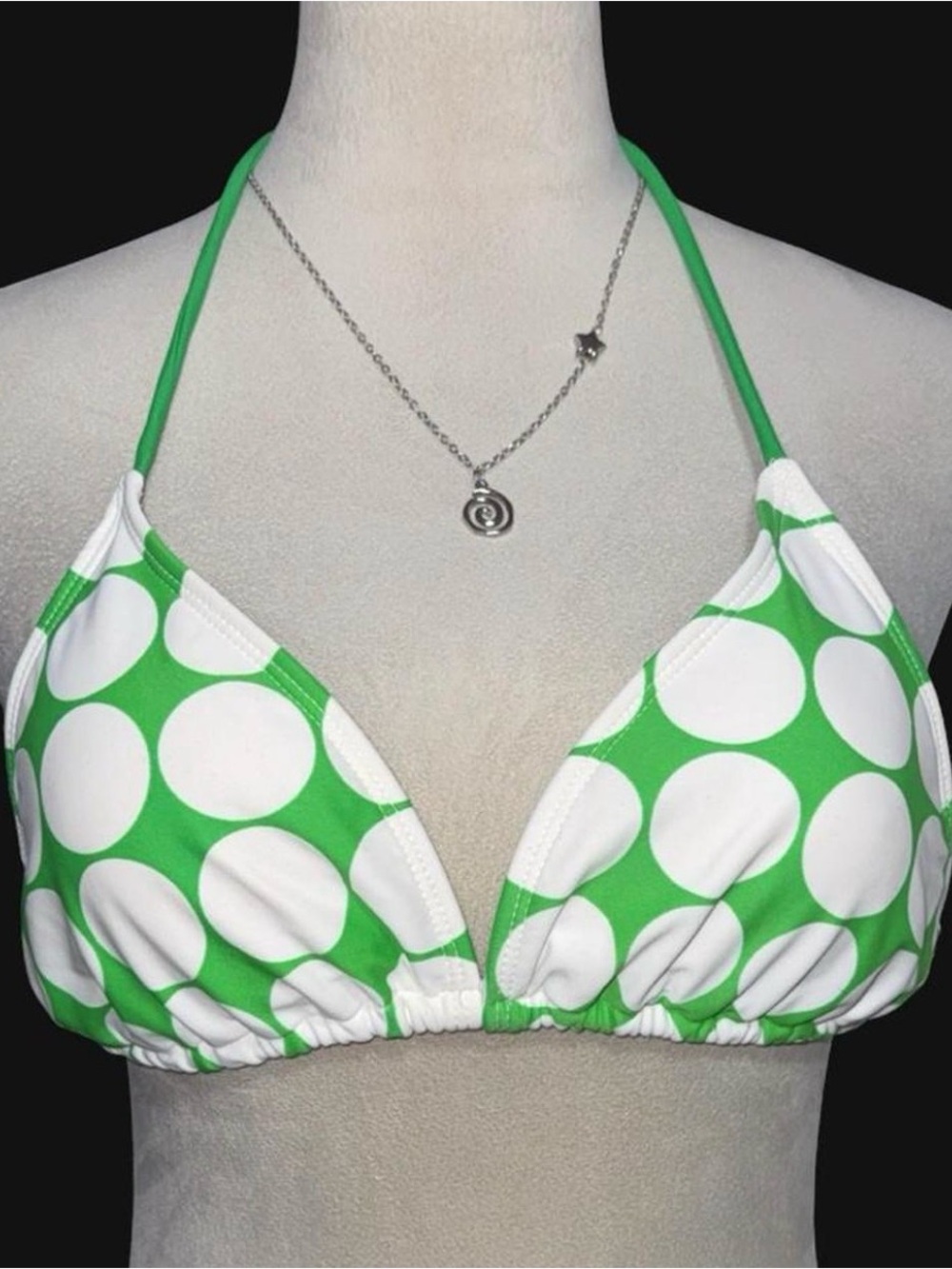 Green Polka Dot Triangle Bikini Top - Women Swim Bikinis